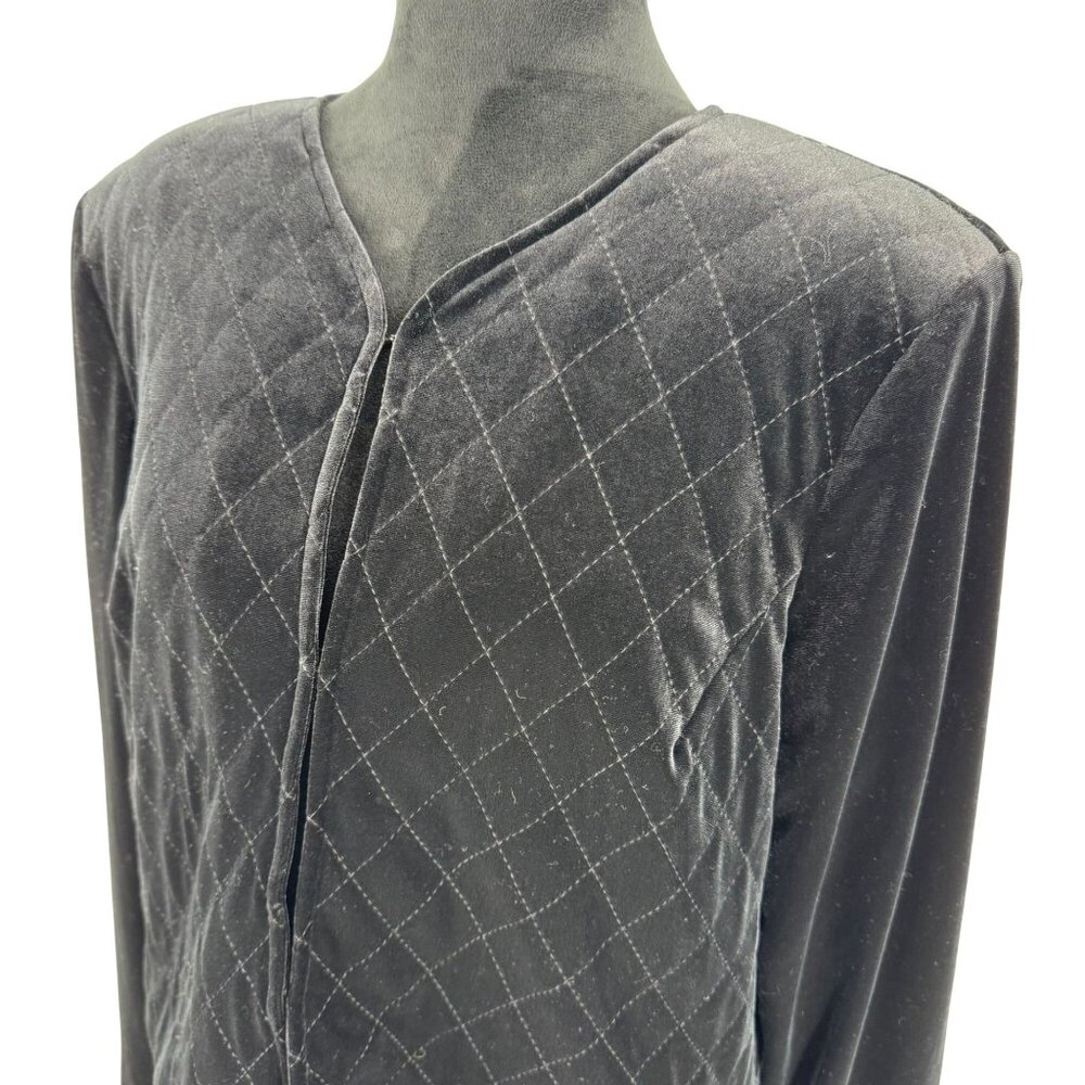 Susan Graver Womens‎ Quilted Velvet Jacket Size M Black Career Argyle Whimsigoth